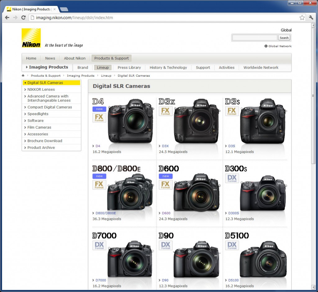 Nikon D600 on Nikon Website